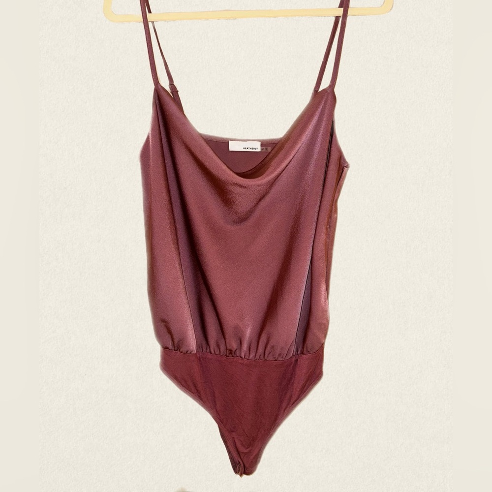 Heatherly Pink Cowl Neck Bodysuit